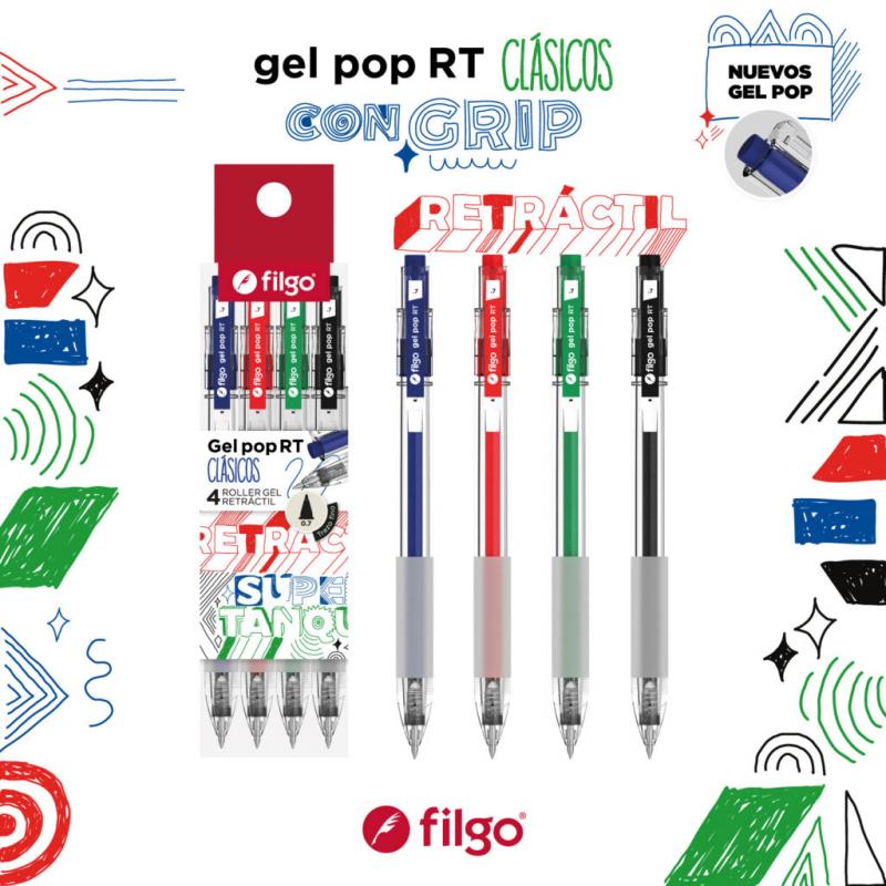 Imagen ilustrativa de Boligrafo Filgo Pop Gel Clasico x4 estuche
