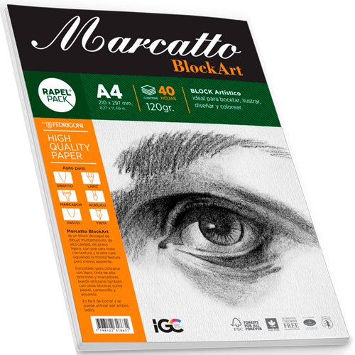 Imagen ilustrativa de Block Marcatto BlockArt A4 120 gr p/acuarela 40hjs