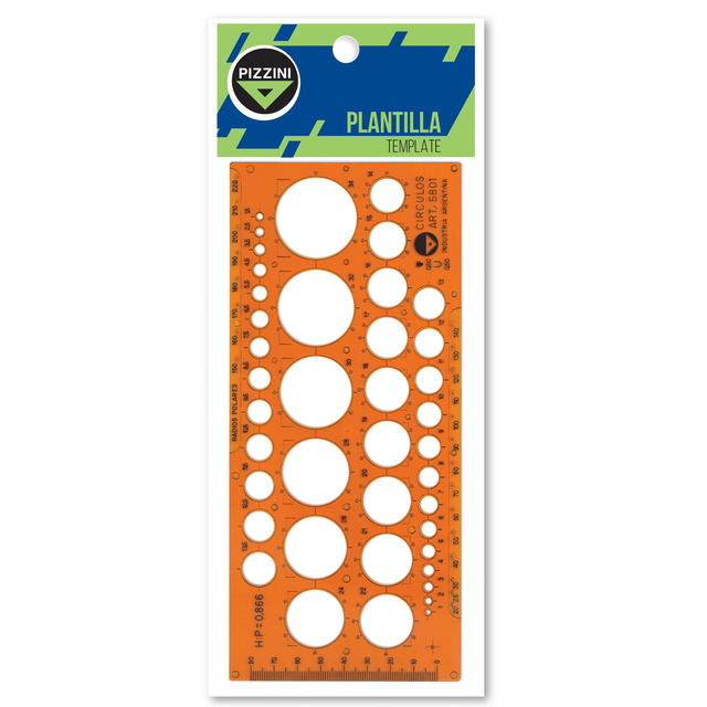 Imagen ilustrativa de Plantilla Pizzini de dibujo circulos de 1 a 34mm 5801