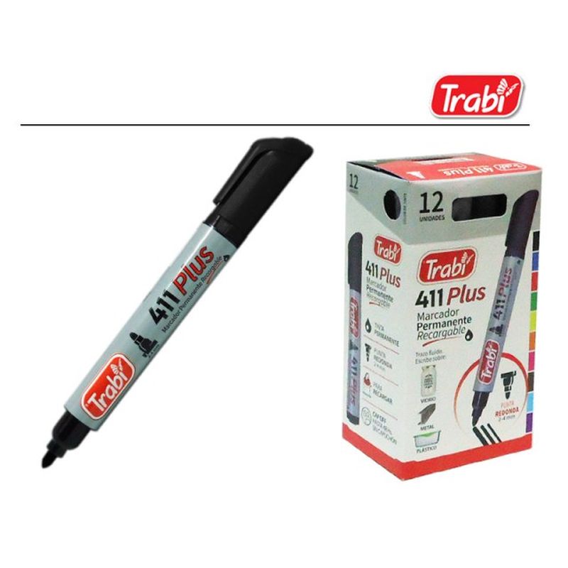 Imagen ilustrativa de MARCADOR TRABI 411 NEGRO PERMA P/RED