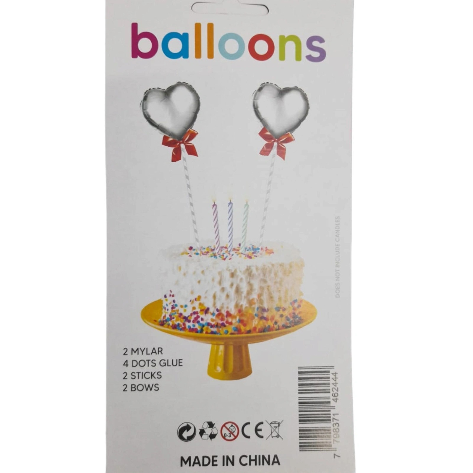 Imagen ilustrativa de TOPPER PARA TORTA GLOBO DUO CORAZONES PLATA