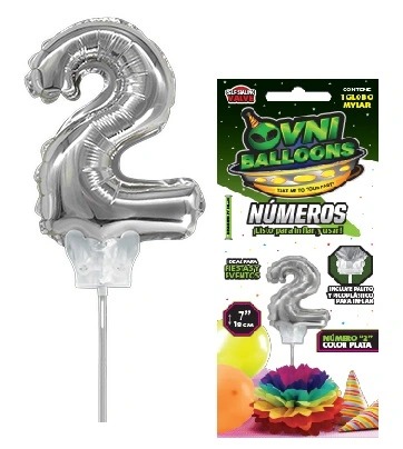 Imagen ilustrativa de GLOBO METALIZADO 7" X1 NUMERO 2 PLATEADO