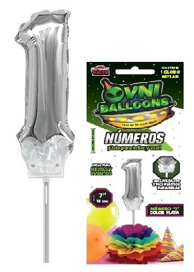 Imagen ilustrativa de GLOBO METALIZADO 7" X1 NUMERO 1 PLATEADO