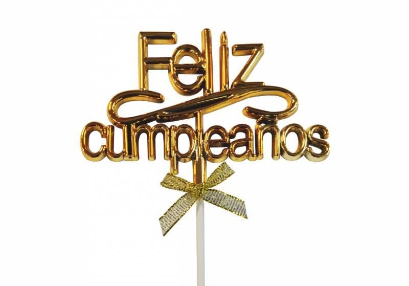 Imagen ilustrativa de TOPPER PARA TORTA FELIZ CUMPLEAÑOS X1 ROSA GOLD