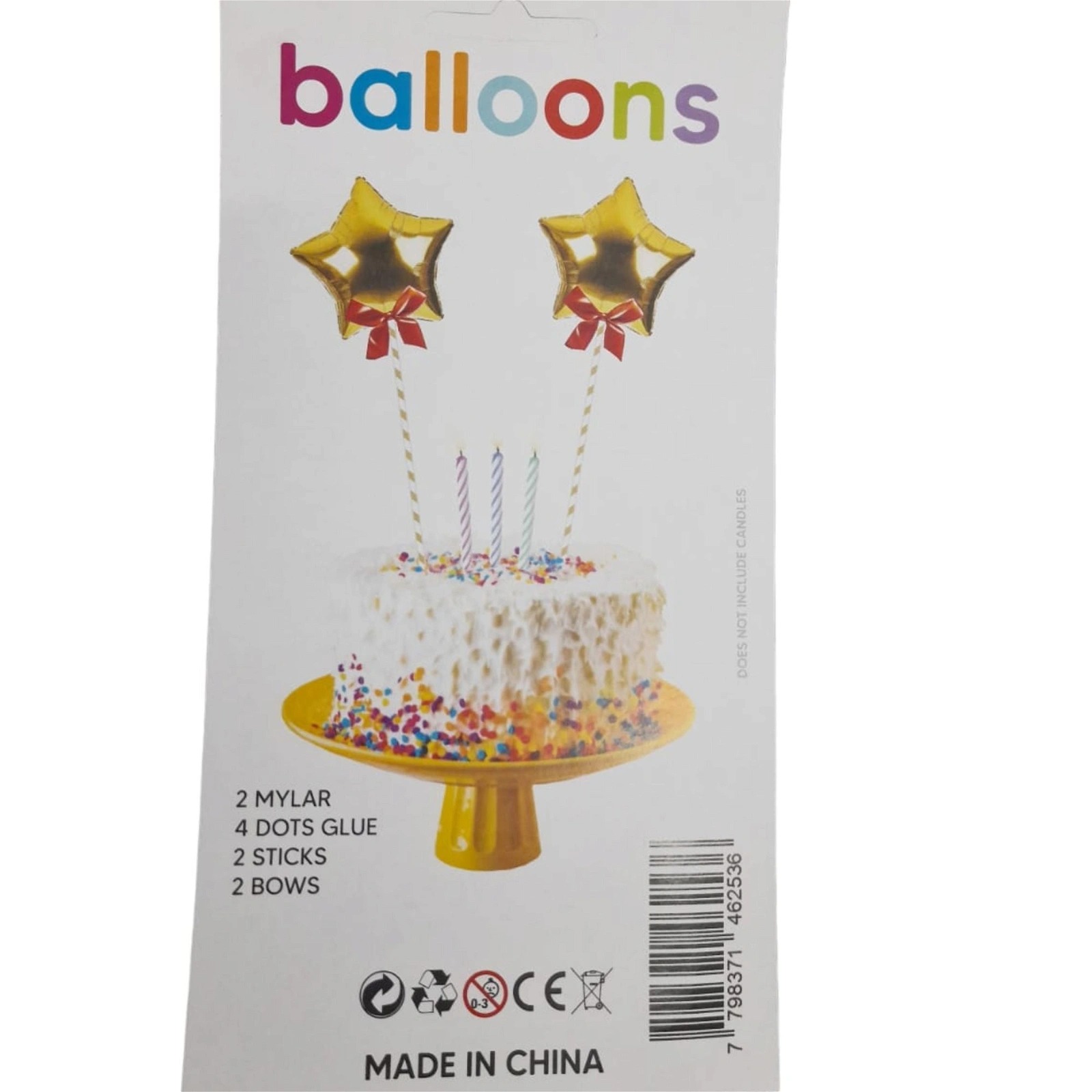 Imagen ilustrativa de TOPPER PARA TORTA GLOBO DUO ESTRELLAS DORADAS X2